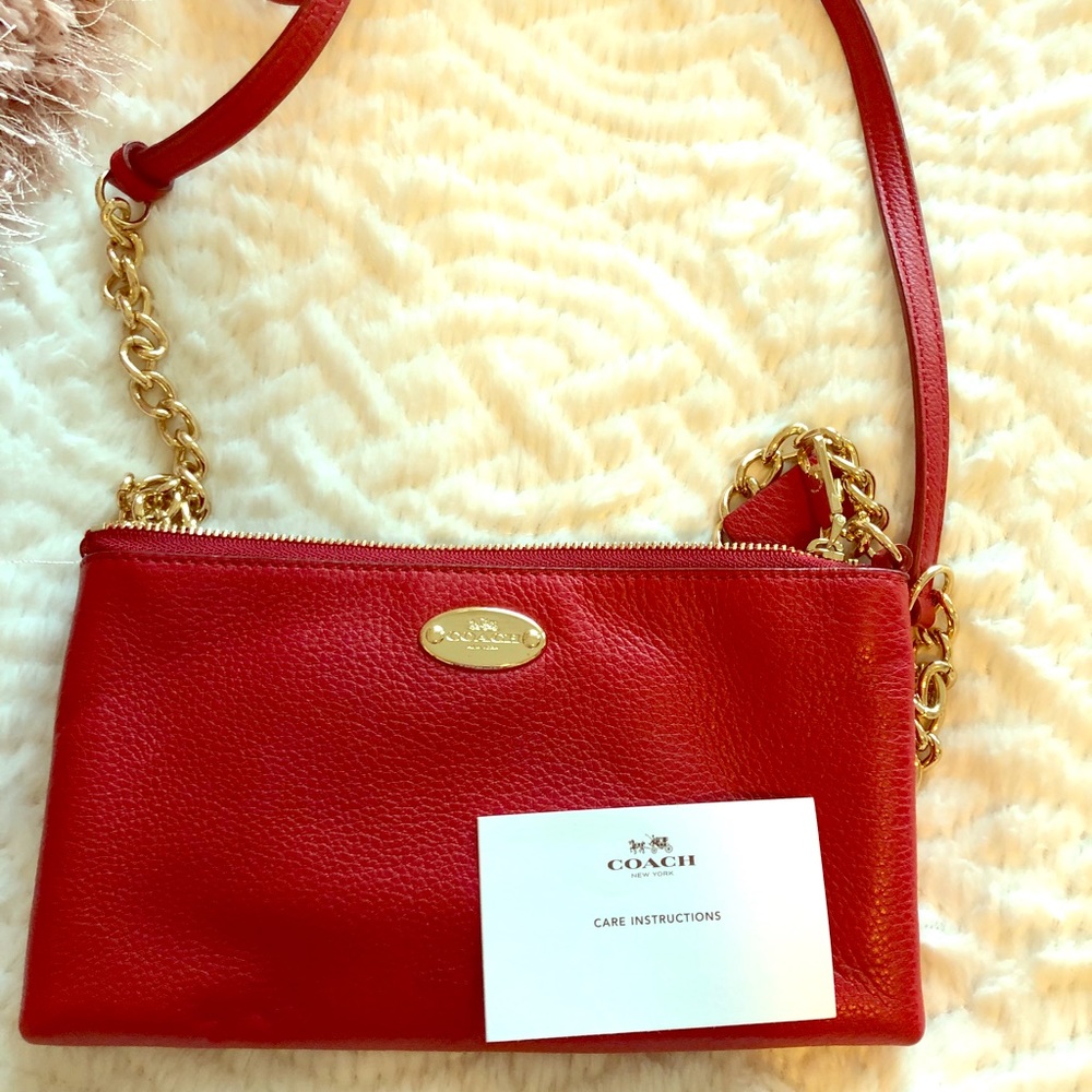 Red Coach crossbody mini purse